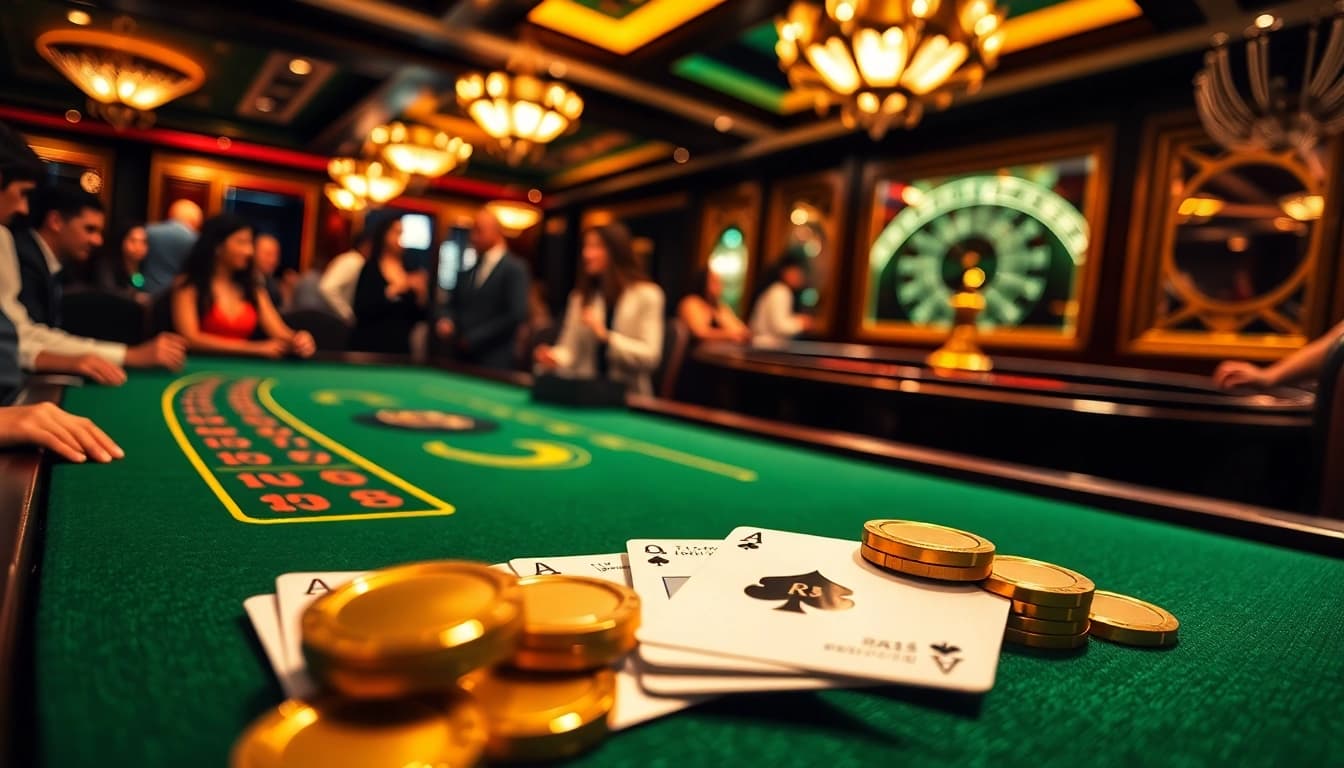 Players enjoying a thrilling poker game with RR88's luxurious casino elements.