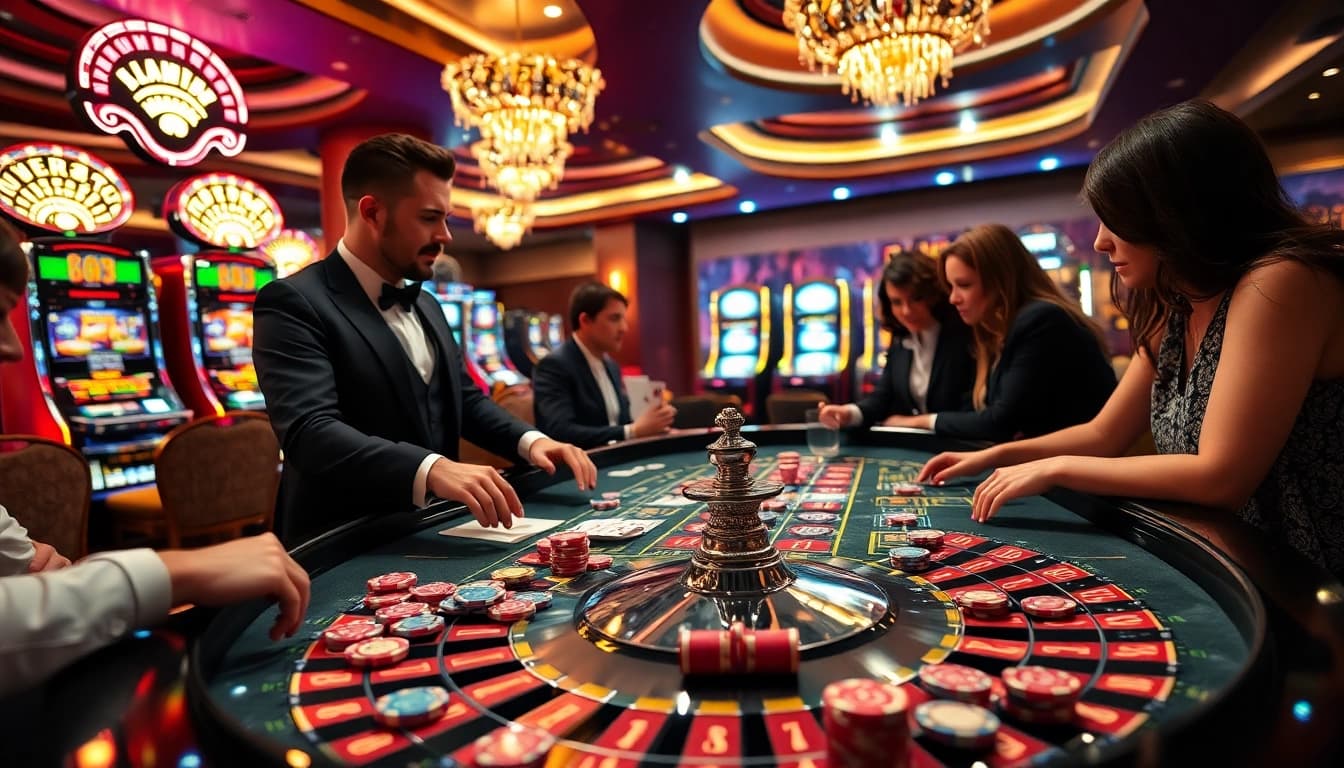 Experience the excitement of gambling at https://zing88.design/ with vibrant poker chips and a thrilling roulette table.