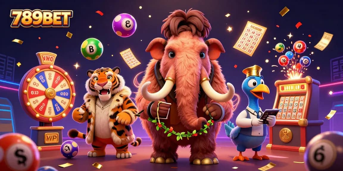 Join the excitement at 789BET with a vibrant casino scene featuring unique characters and dynamic gaming elements.