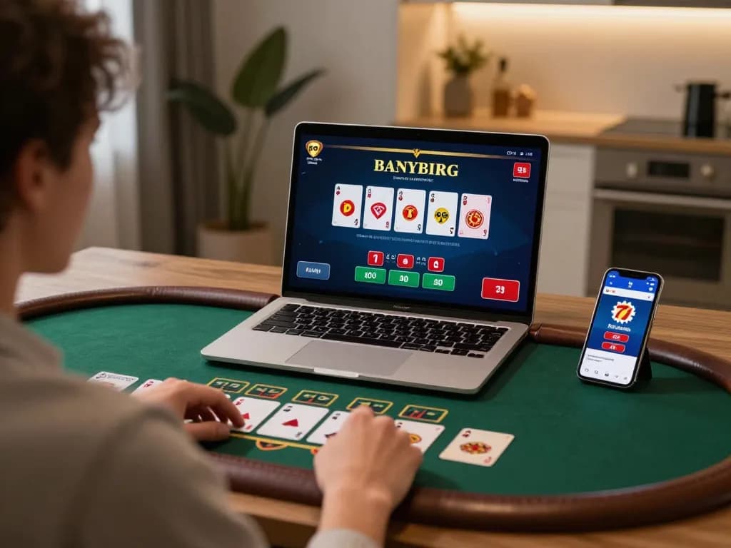 Engaging with 79king live dealer blackjack game on laptop in a cozy home setting