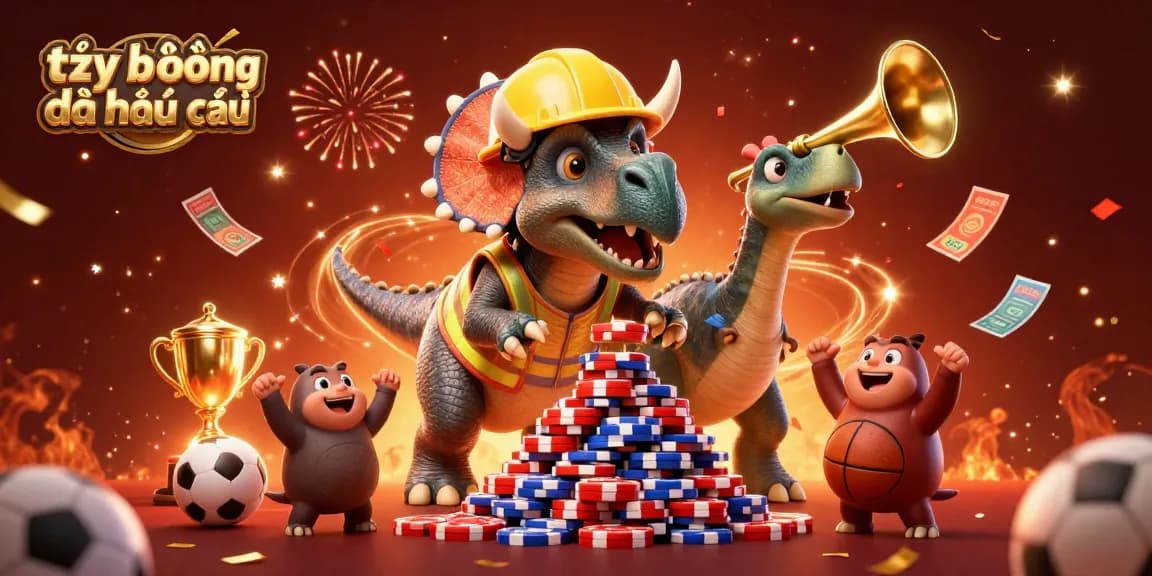 Engaging scene depicting tỷ lệ bóng đá nhà cái with sports characters celebrating amid dynamic betting slips and confetti.