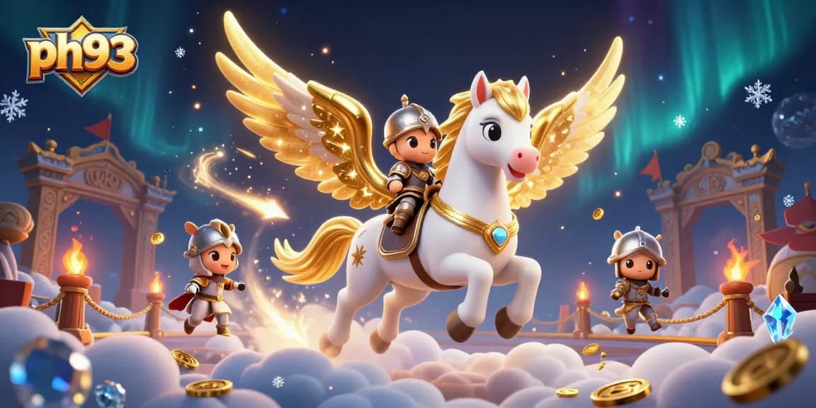 Experience thrilling ph33 gaming with a celestial horse racing through a vibrant betting arena.