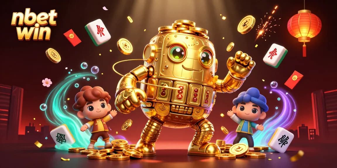 Experience thrilling nbet win moments with a golden golem in a vibrant casino scene.