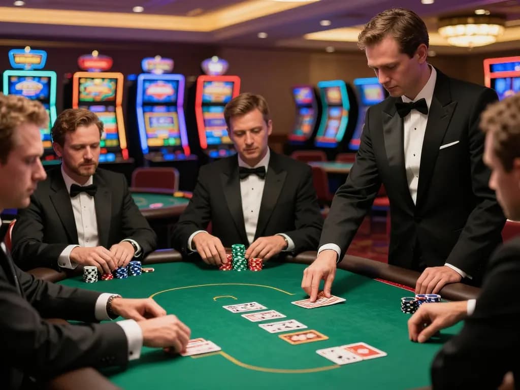 Participating in an exciting poker game at https://99win.actor/ with players focused on their cards and chips.