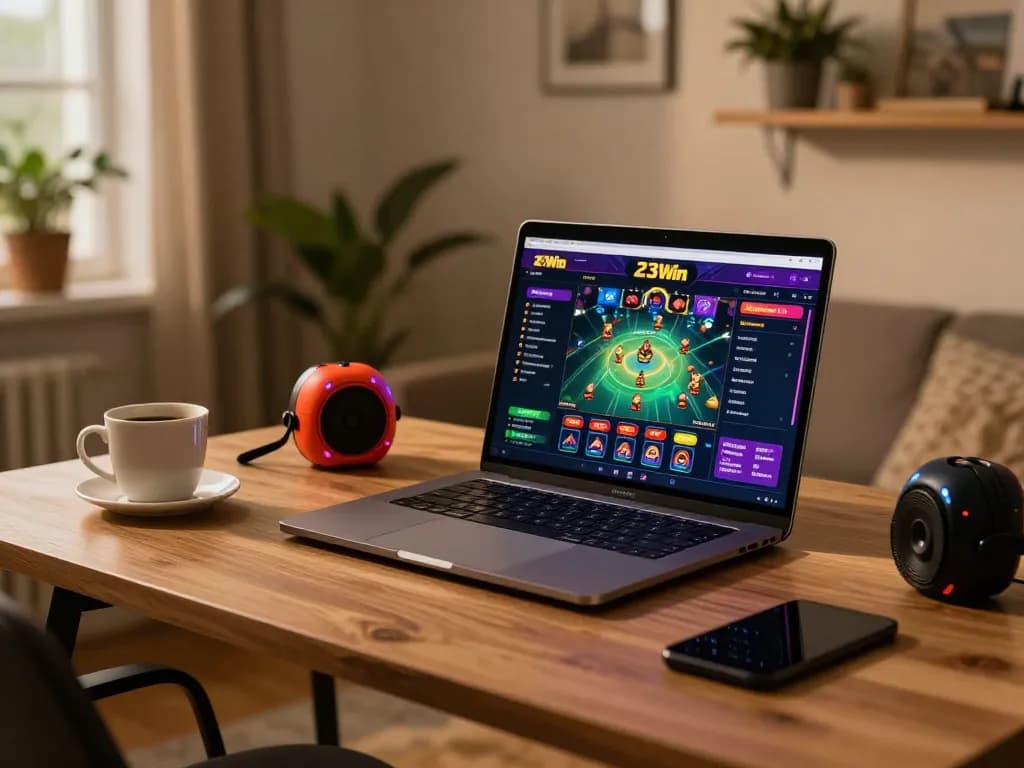 Engaged user enjoying the gaming experience on 23Win's online platform with a stylish setup.
