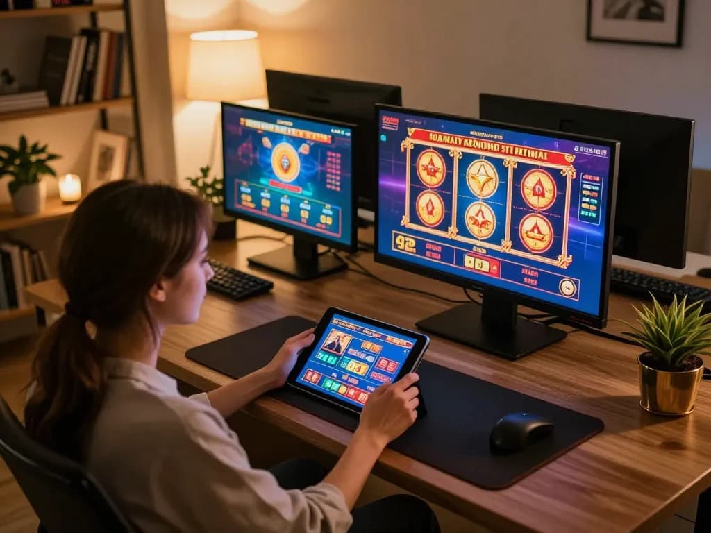Experience dn88 online casino gaming seamlessly on a stylish tablet interface at home.