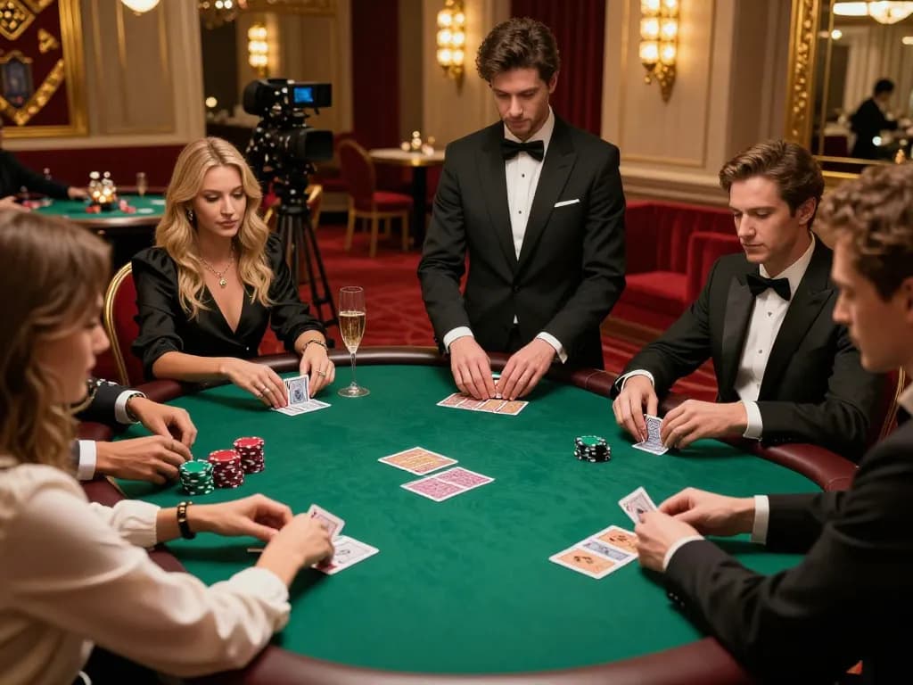 Engaged players enjoying an exclusive poker game at ok365, showcasing high-stakes strategy in a luxurious setting.