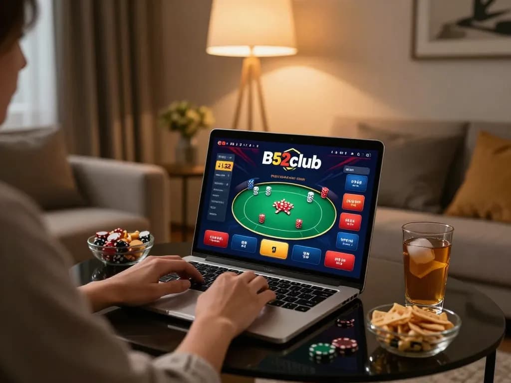 Engaging B52club online gaming session at home with stylish setup and cozy atmosphere.