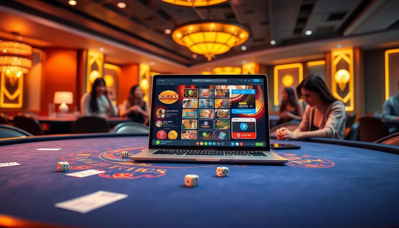 Xóc đĩa online gameplay showcasing excitement on a beautifully designed casino table.