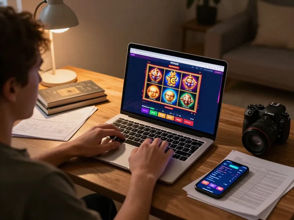 Engaging gameplay experience on WIN68 with vibrant online slots on screen and a focused player.