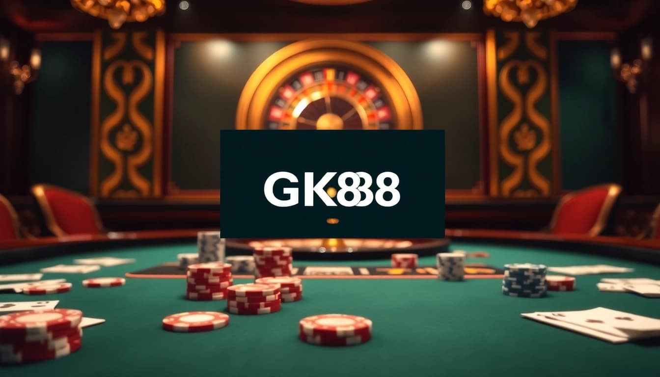 Experience the excitement of GK88 with immersive poker and roulette scenes filled with luxury.