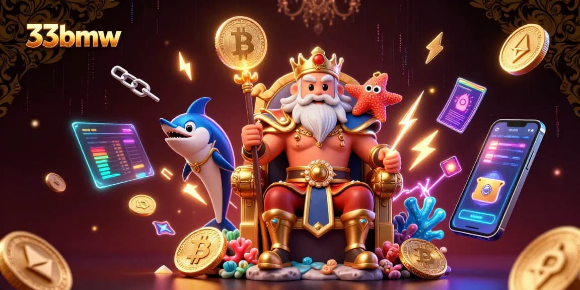 Experience thrilling gameplay at 33bmw with Neptune, swordfish, and crypto elements in a vibrant 3D scene.