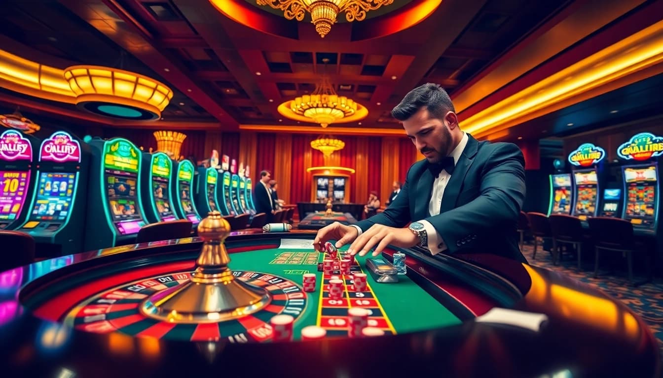 Experience exhilarating gambling action at OKWIN with a vibrant roulette table and dynamic gameplay.