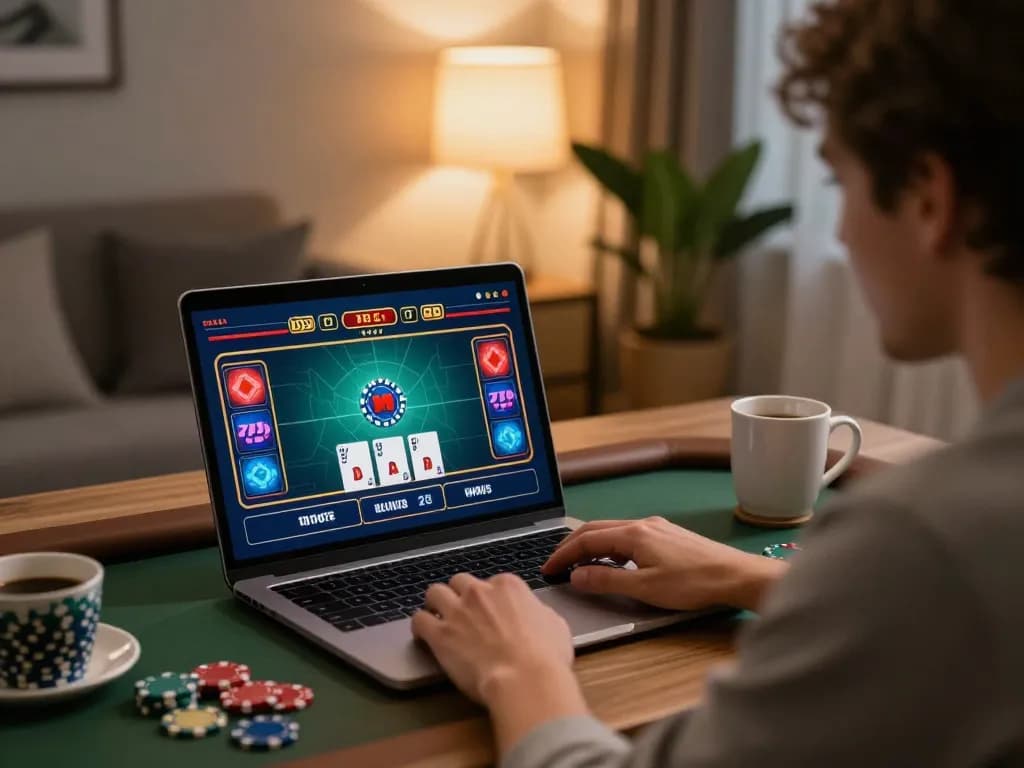 Playing live dealer games at https://lucky88.sbs/ in a cozy home setting with an engaging atmosphere.