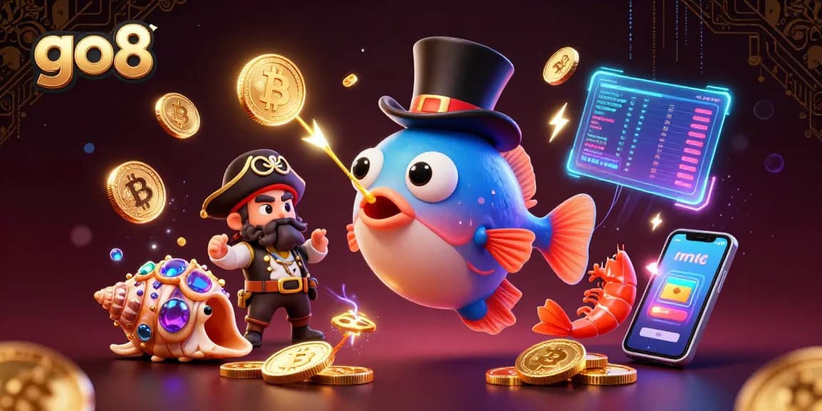 Engage with Go8's vibrant online gaming experience through a dynamic treasure scene.