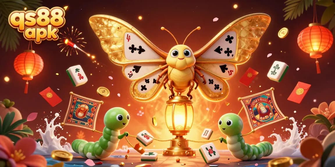 Experience vibrant gaming at qs88 apk, featuring a stunning moth illustration and dynamic casino elements.