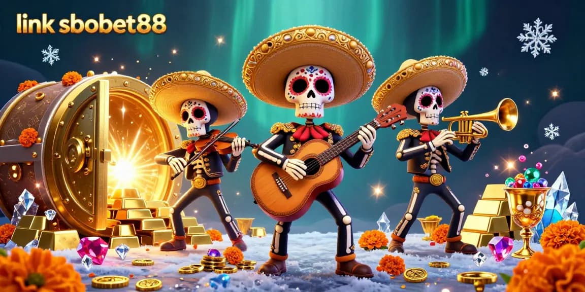 Experience thrilling moments with link sbobet88 in this vibrant casino scene featuring a dynamic mariachi band.