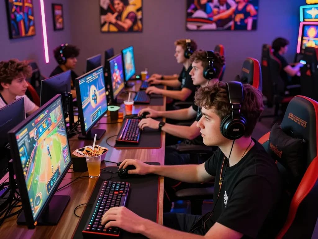 Players enjoying the excitement of 789bet vip gaming in a vibrant atmosphere filled with technology and competitive spirit.