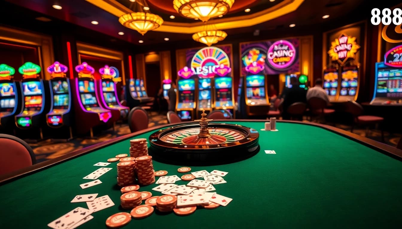 88vn players enjoying an exciting casino experience with poker chips and roulette