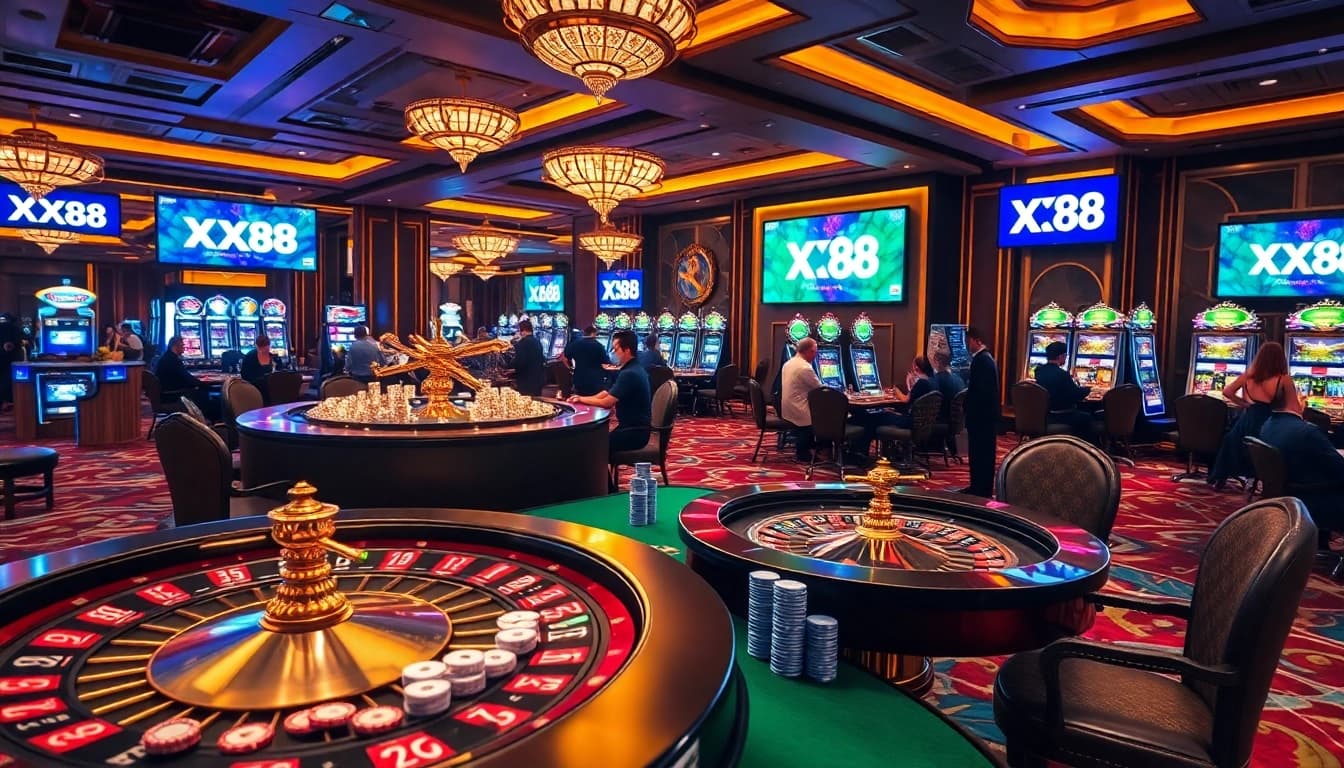 Experience the thrilling gameplay at XX88 with vibrant casino tables and dynamic gaming action.
