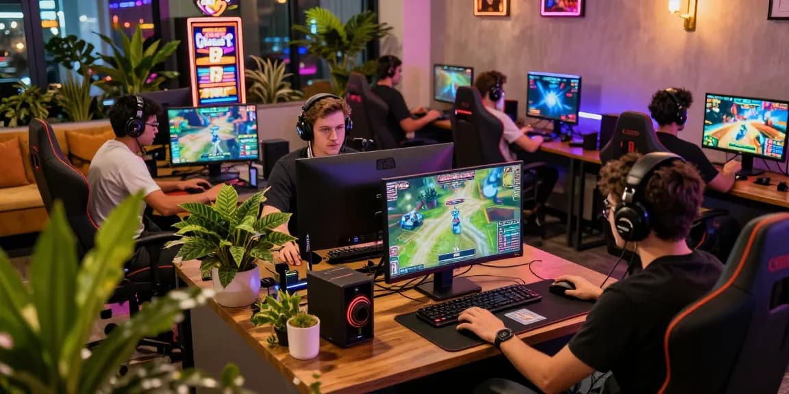 Players enjoying games at HELLO88, showcasing vibrant esports and dynamic gaming atmosphere.