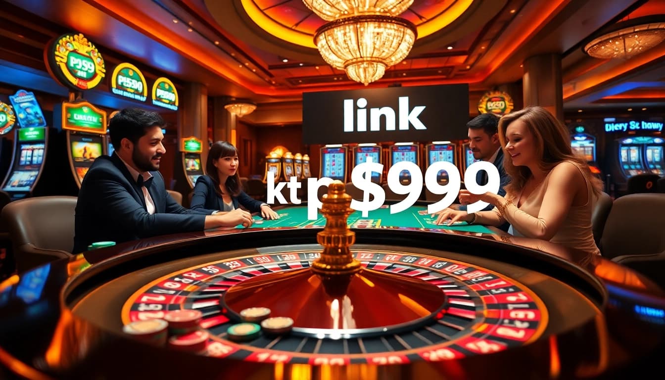 Exciting scene showcasing players at a roulette table in a casino with link PS99 prominently featured.