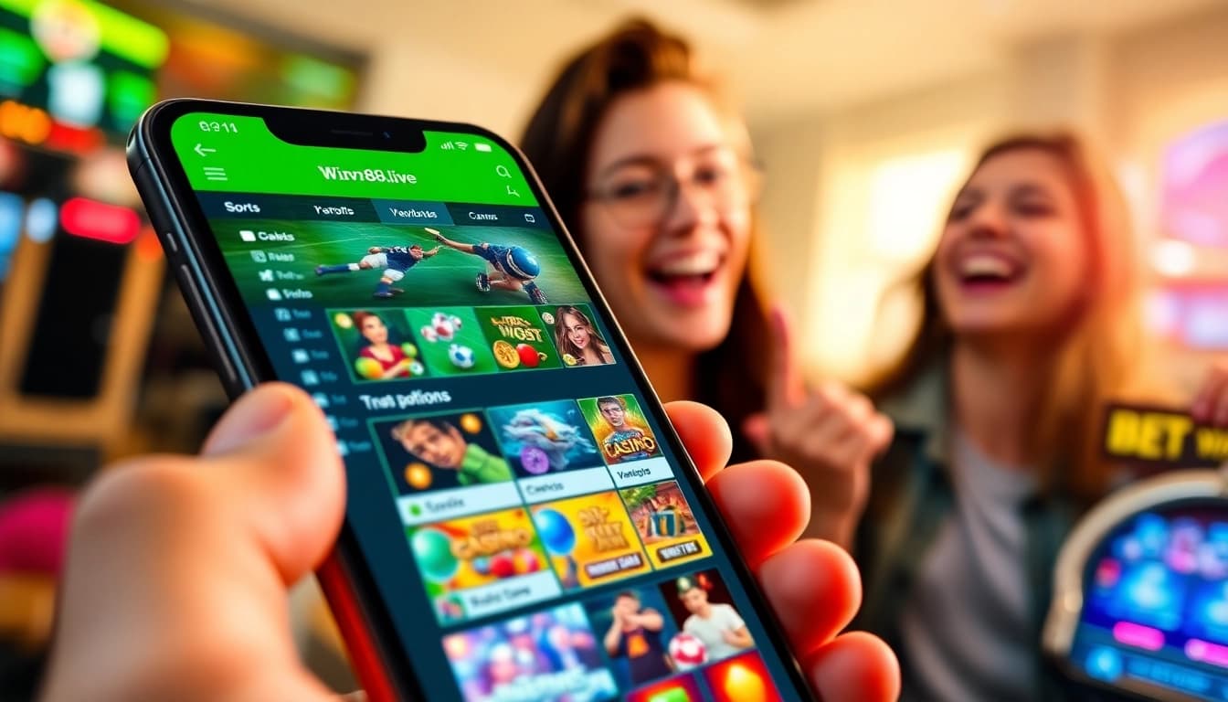 Engaging scene of the winvn88.live app interface showcasing sports betting and casino games.