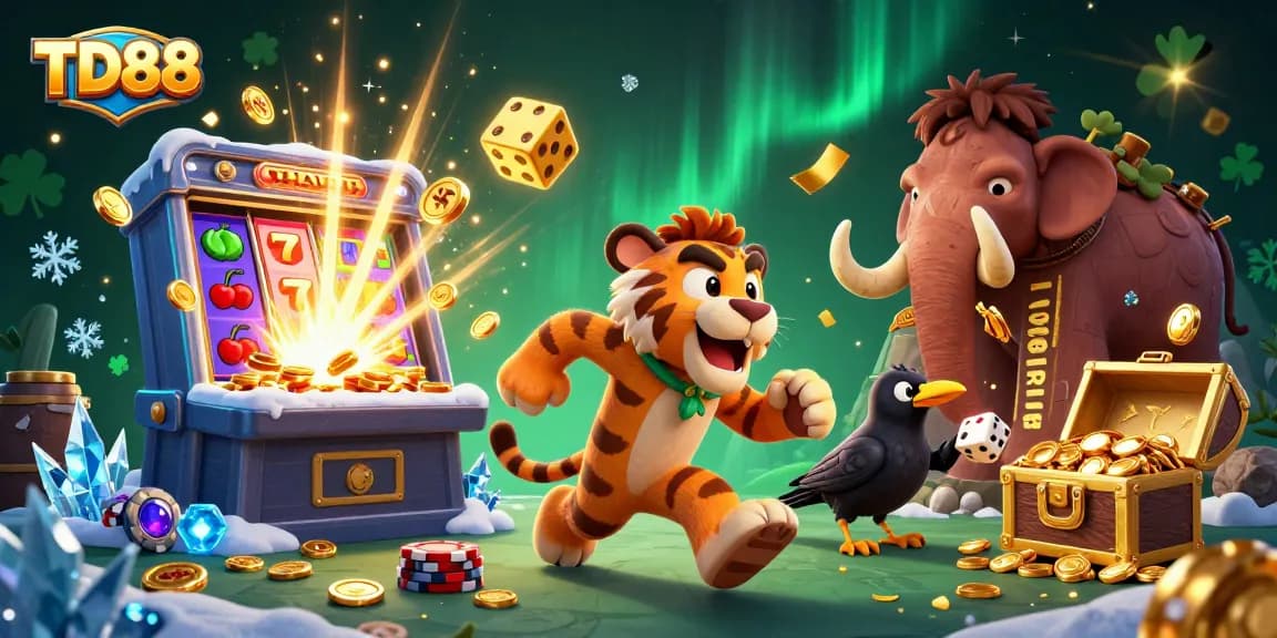 Experience TD88’s thrilling prehistoric casino realm with captivating slot machine action and bold characters.