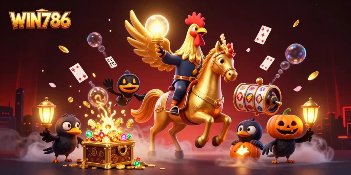 Experience thrilling moments with WIN786's vibrant casino scene featuring dynamic characters and jackpot excitement.