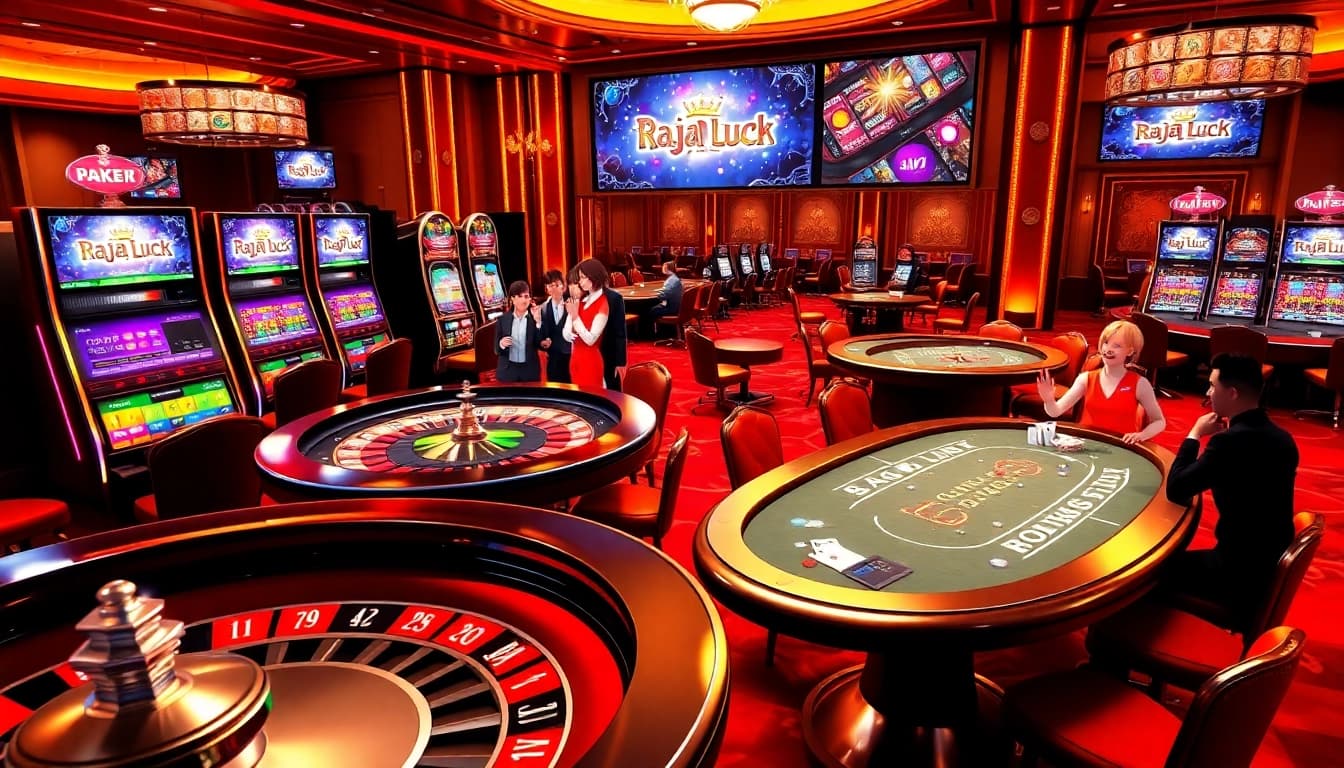 Experience the thrill of Raja Luck with vibrant casino games in a luxurious setting.
