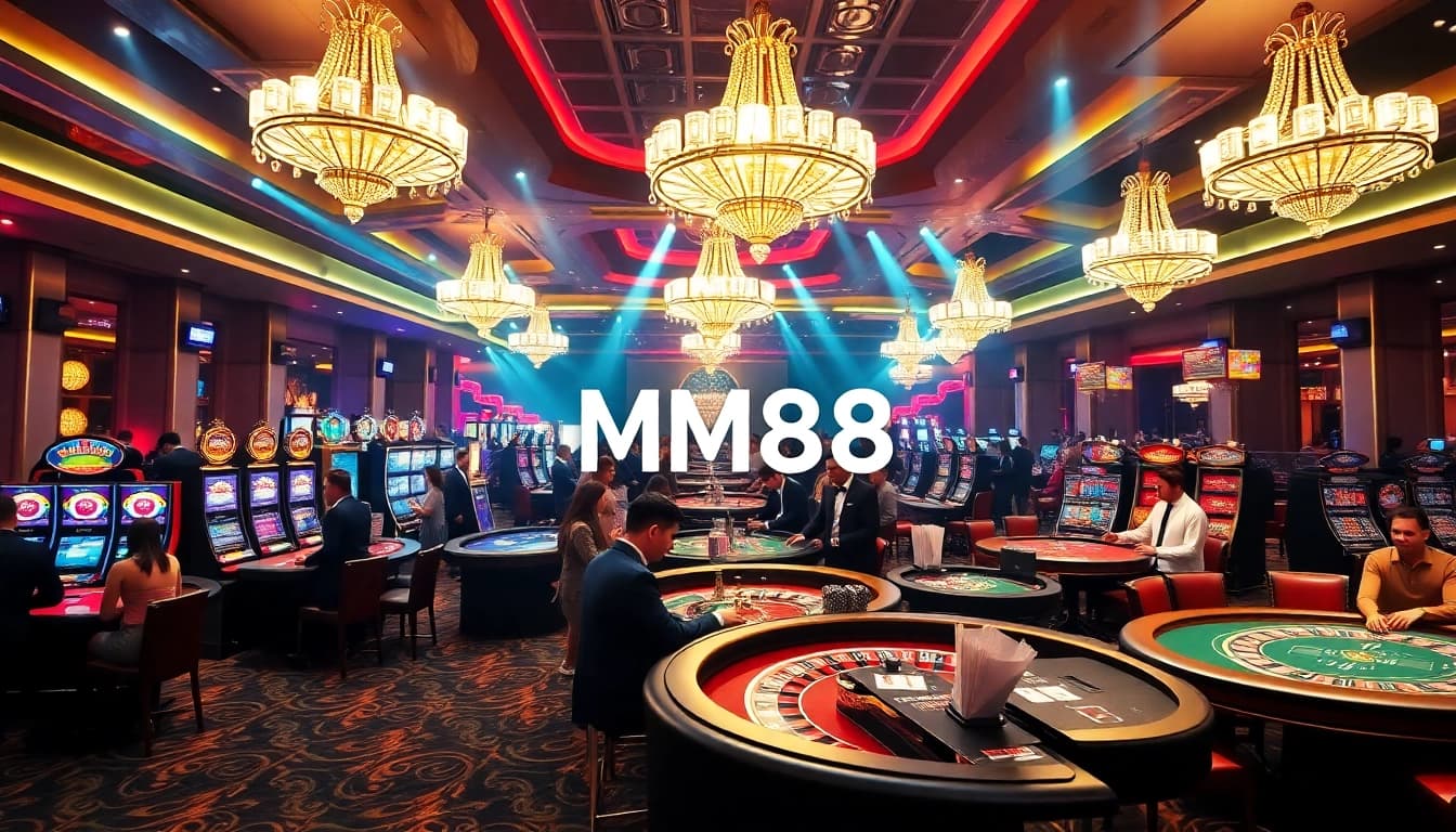Players enjoying an exciting game at MM88 casino, showcasing vibrant tables and engaging atmosphere.