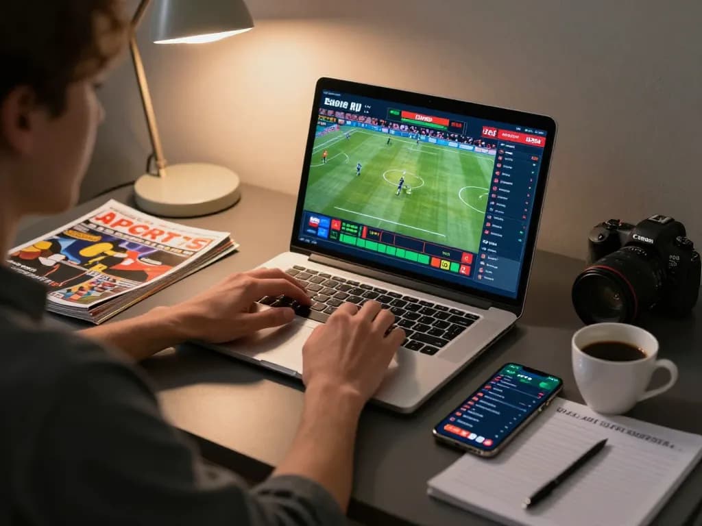 Engaged user placing bets on ee88go through laptop for sports betting.