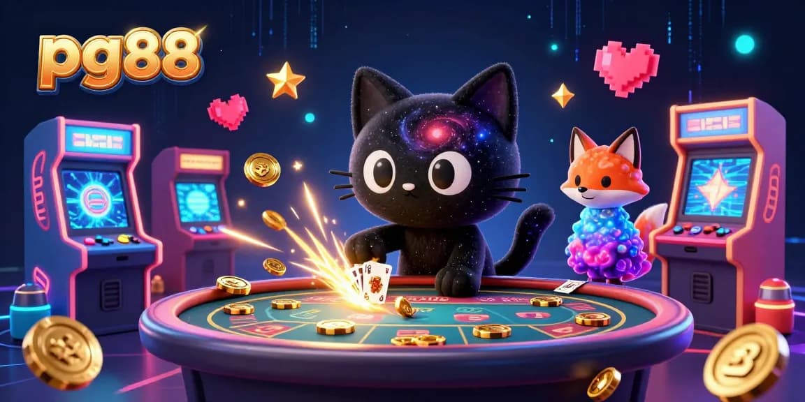 pg88 engages bettors with a gravity-defying cosmic casino scene, featuring colorful game elements.