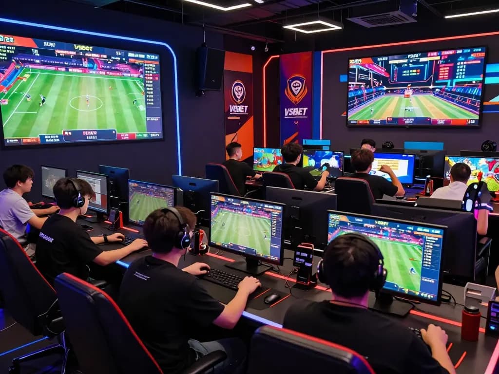 Engaged players on Vsbet's dynamic platform, showcasing live betting events and vibrant gaming atmosphere.