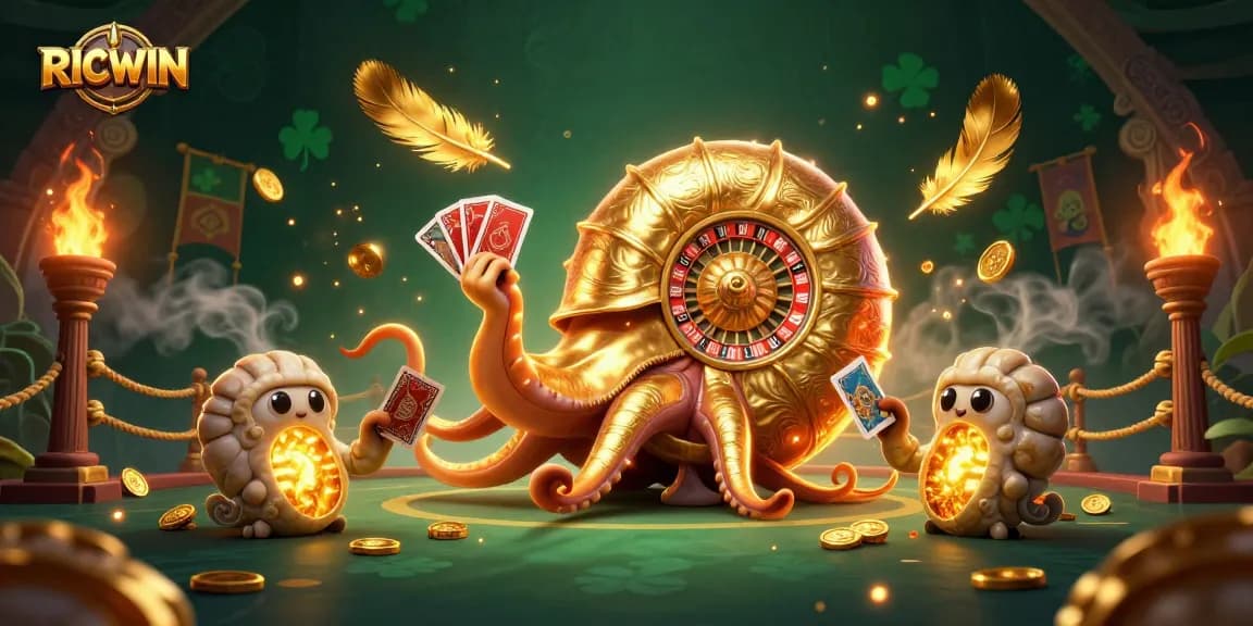 Engage with RICWIN for thrilling casino experiences in a vibrant 3D gaming scene.