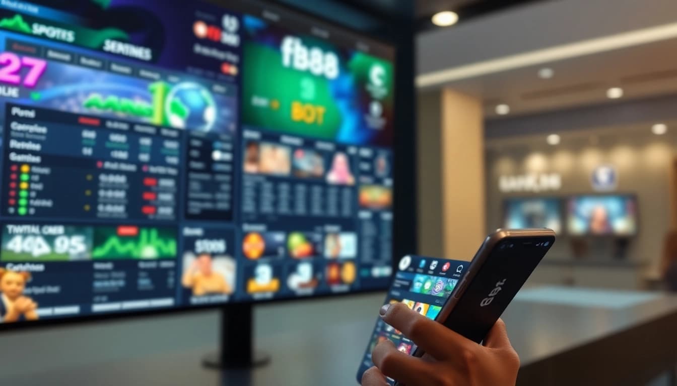 Interactive fb88 online betting interface with vibrant sports and casino options.