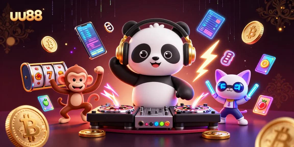Engage in thrilling gameplay at uu88 with a vibrant 3D casino scene showcasing exciting characters and dynamic elements.