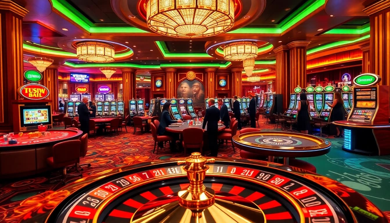 Experience the thrill of gambling at https://123win.to/ with elegant casino tables and vibrant slot machines.