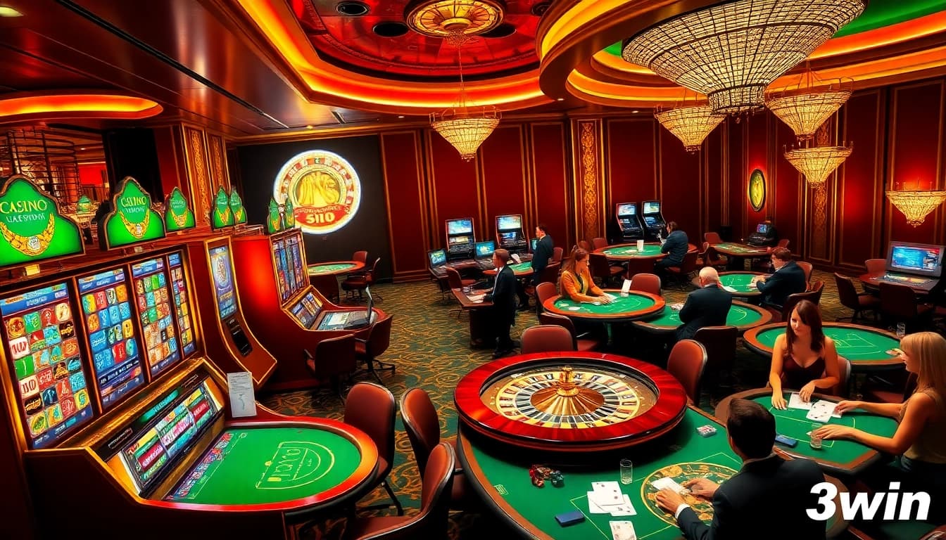Gamble in style at 33win with luxurious casino tables and vibrant slot machines.