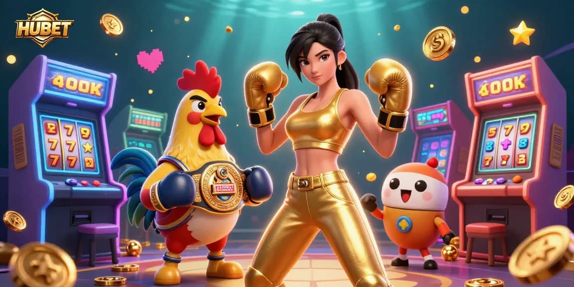 Engage with HUBET’s vibrant online casino world featuring 3D characters and dynamic game elements.