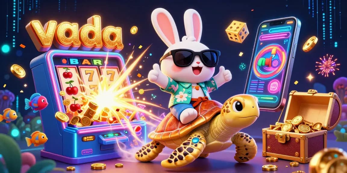 Experience the vibrant gaming action at VADA's lively casino scene with exciting jackpots and lucky symbols.