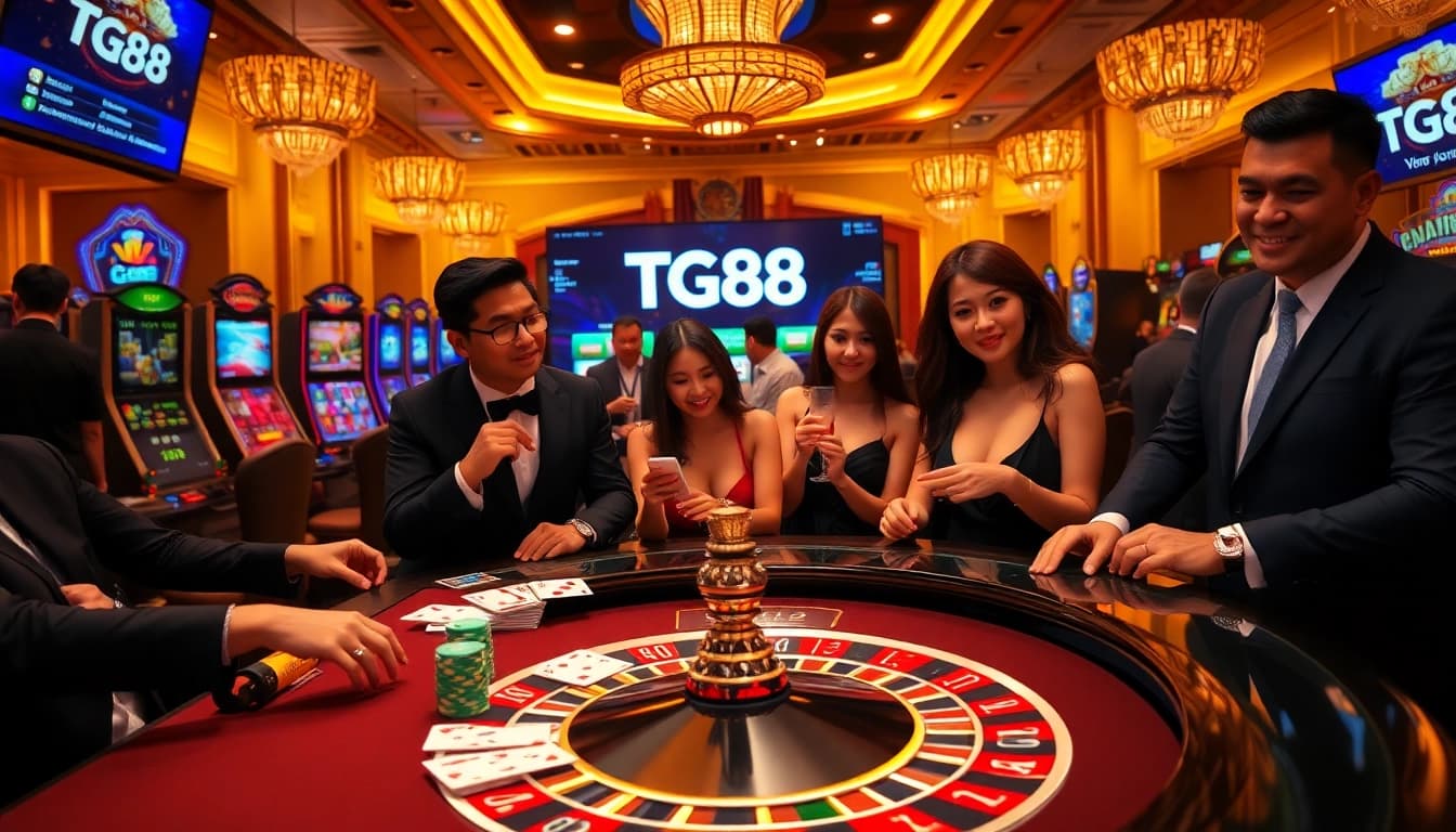 Experience the thrill of TG88 with a vibrant casino table and exciting gambling ambiance.