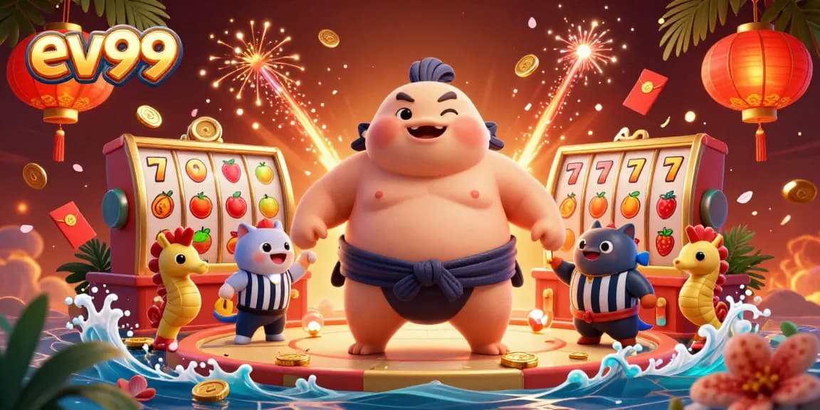 Engage with ev99 by spinning slot reels alongside fugu and seahorse spectators during a vibrant underwater game.