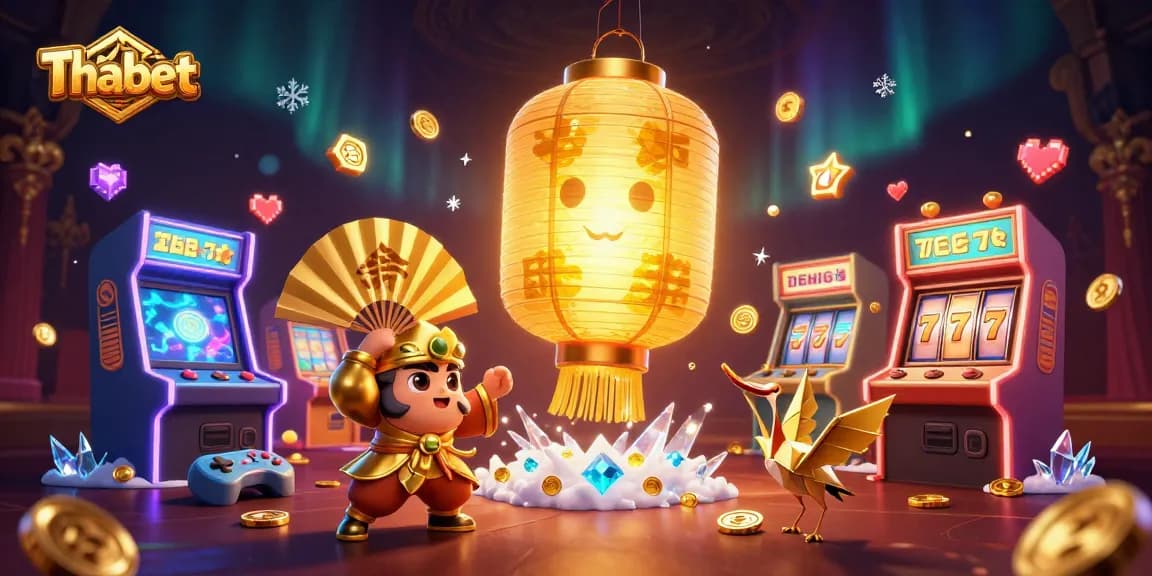 Thabet brings luck and excitement in this vibrant casino fantasy scene filled with colorful elements.