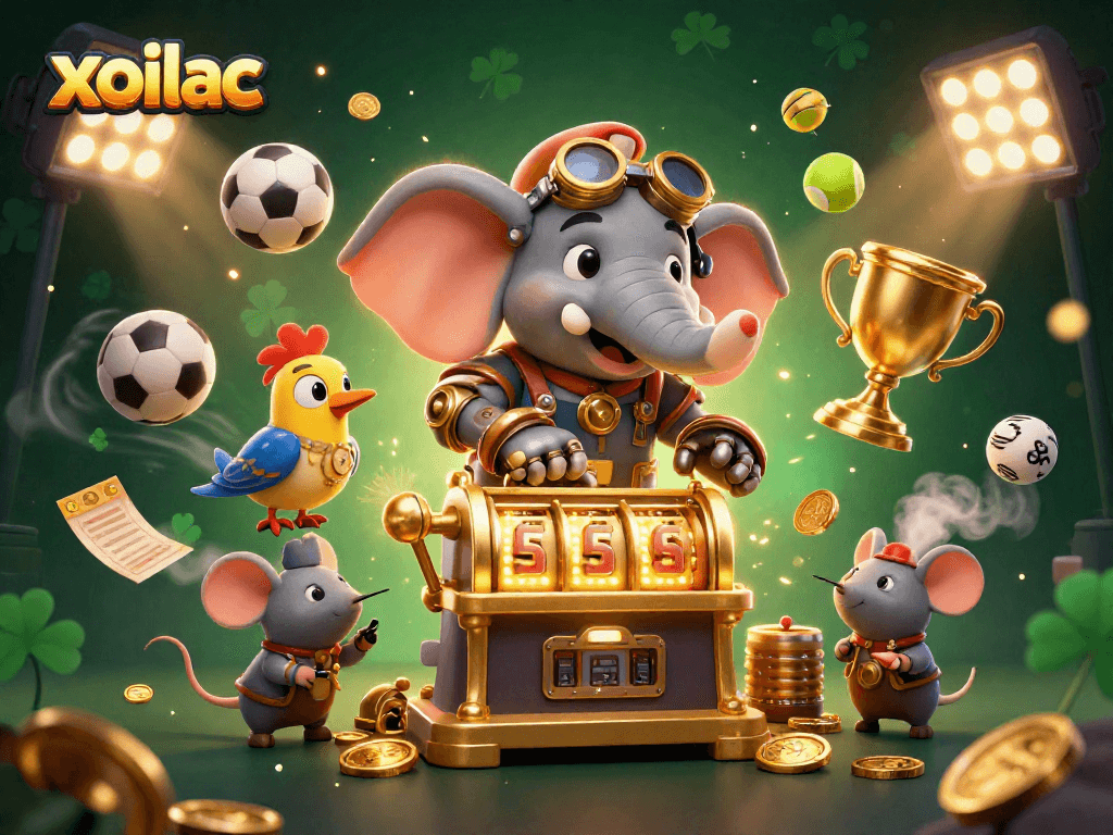 Experience excitement at xoilac with a steampunk slot machine operated by a whimsical elephant engineer.