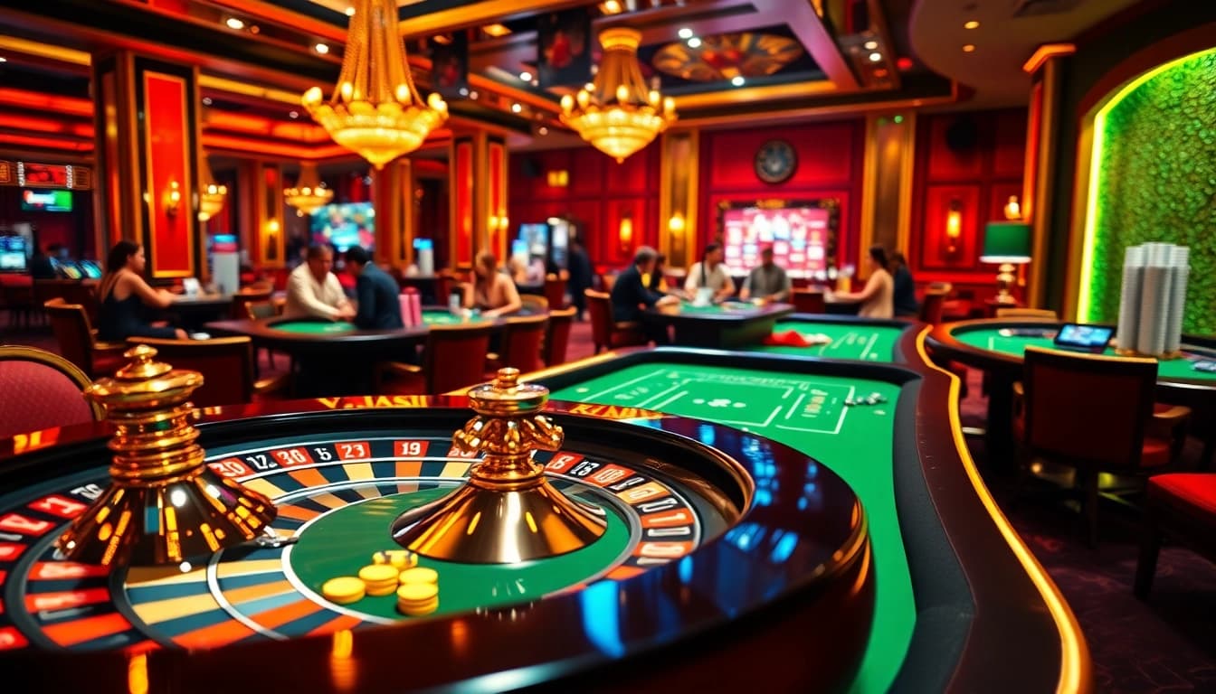 Engaging players at a Vmax casino table enjoying high-stakes gambling.