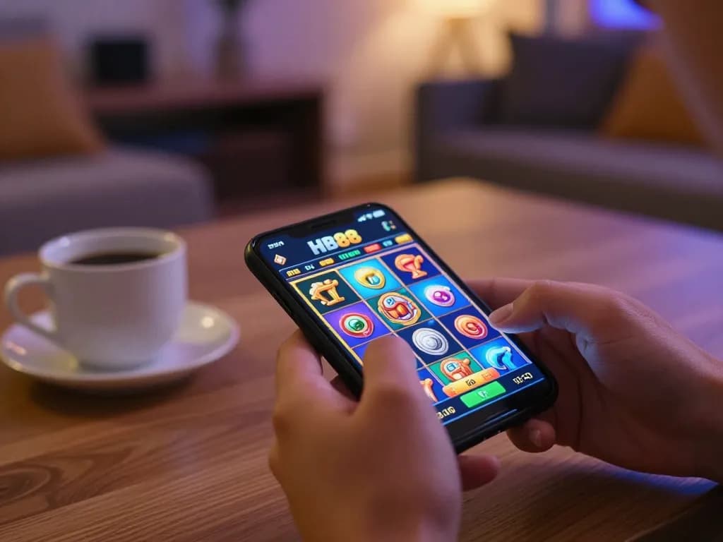 Engaged player exploring HB88 mobile gaming app for exciting casino experiences