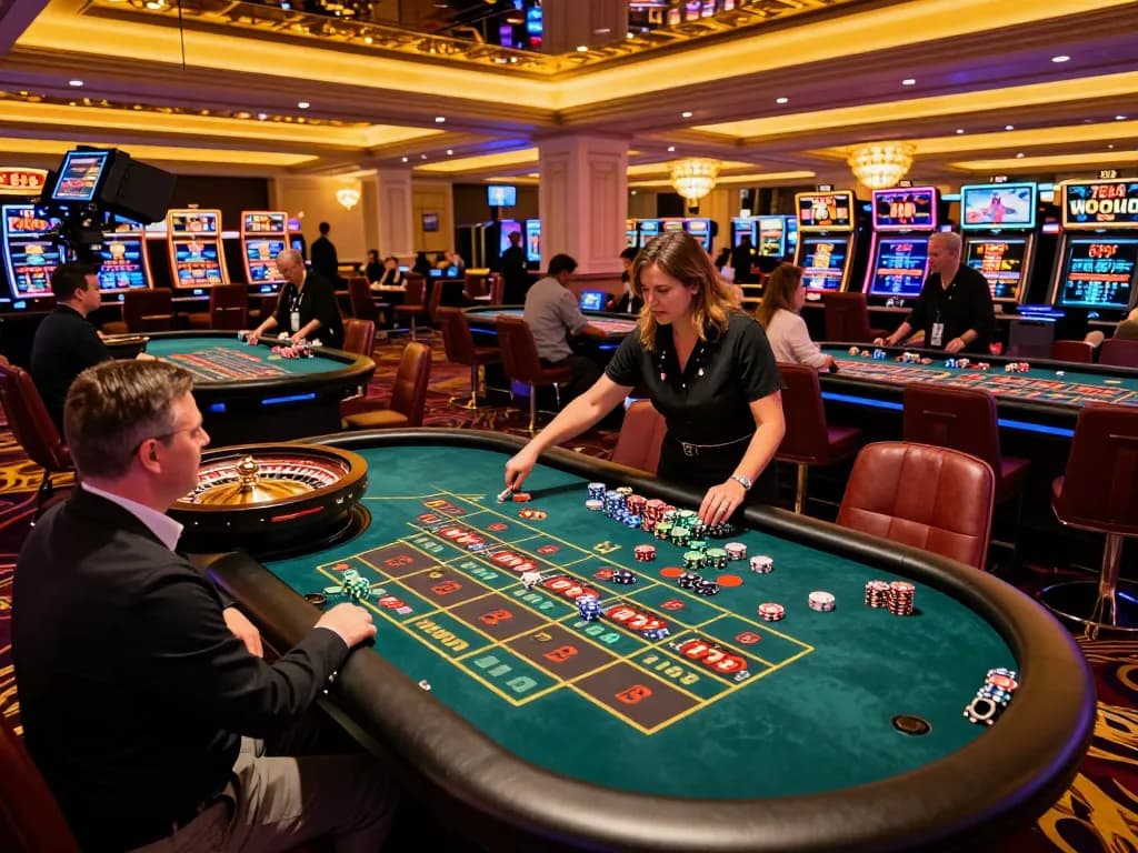 Players engaging in high-stakes roulette at 789club in an upscale casino atmosphere