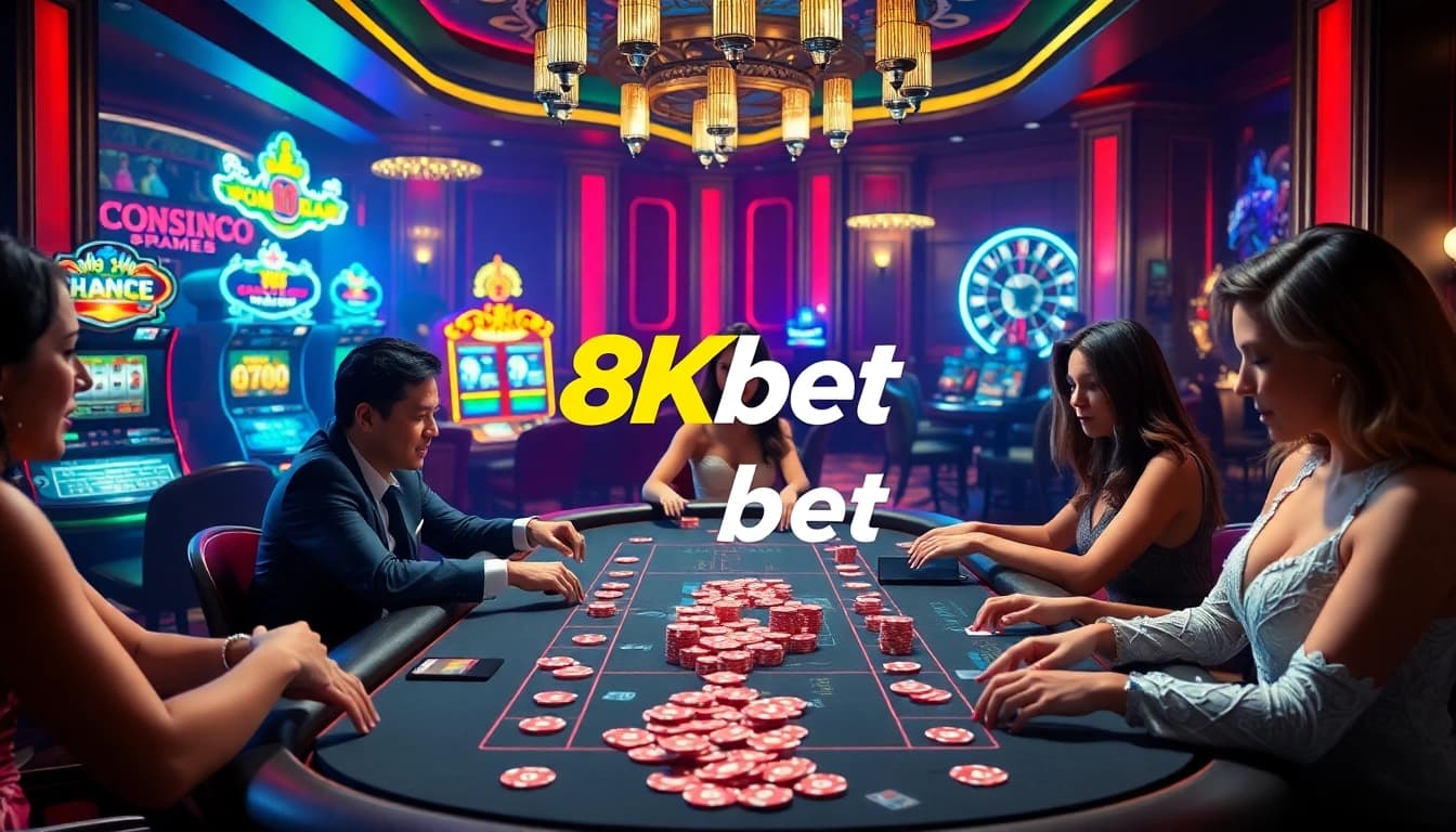 Experience thrilling gameplay at 8Kbet with vibrant casino tables and exciting gaming action.