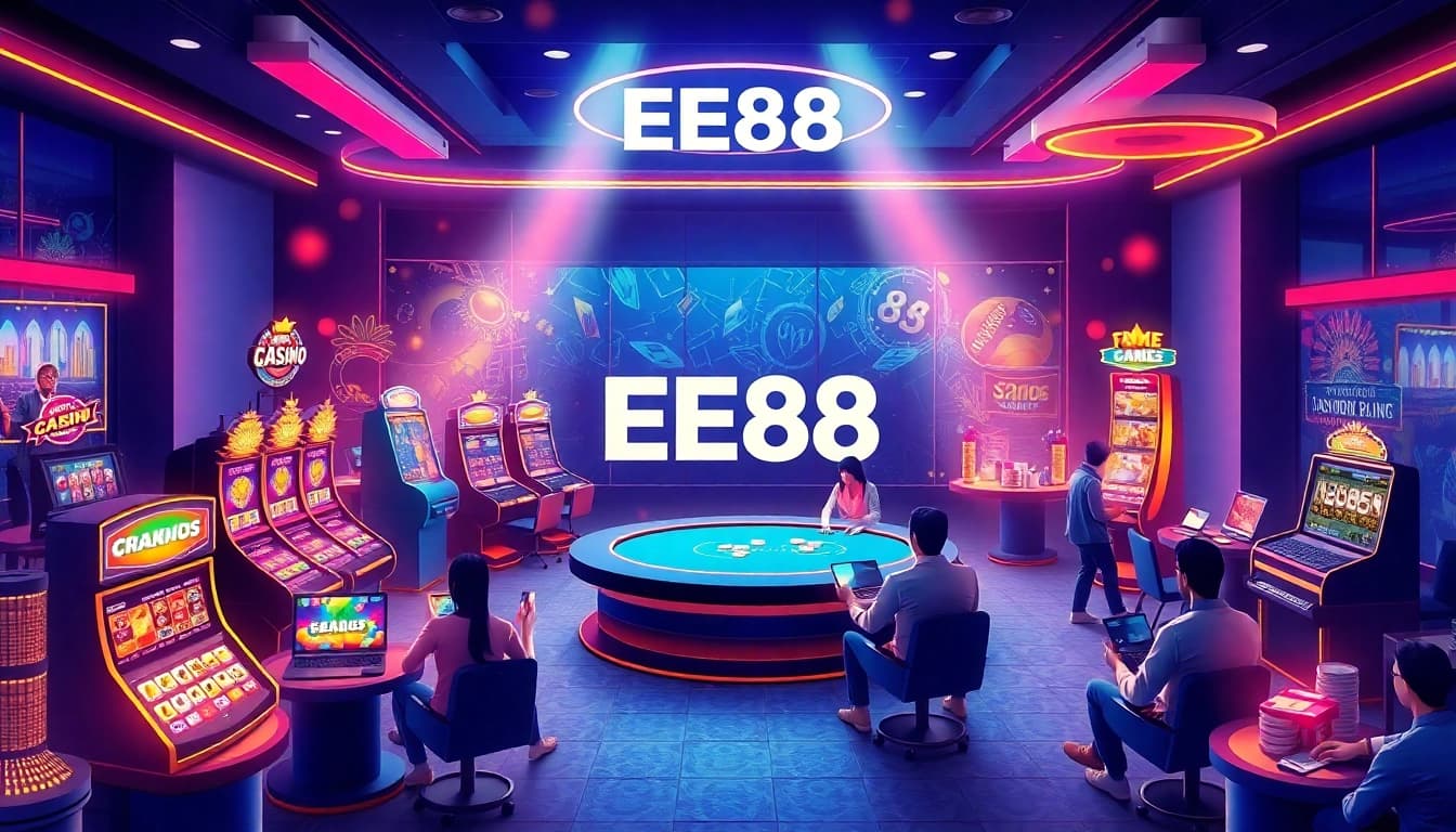 EE88 online casino interface with exciting 3D gaming elements and vibrant colors.